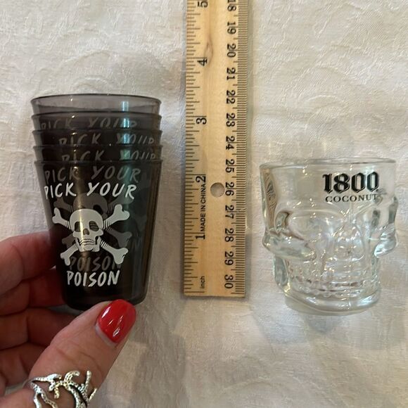 Sugar Skull Drinkware Bundle Shot Glasses Water Goblets Mason Jar Skull - Picture 11 of 11